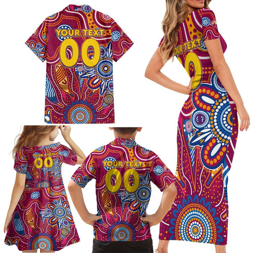 Personalised Crows NAIDOC Week 2024 Family Matching Short Sleeve Bodycon Dress and Hawaiian Shirt Aussie Aboriginal Art