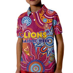 Personalised Crows NAIDOC Week 2024 Kid Polo Shirt Aussie Aboriginal Art