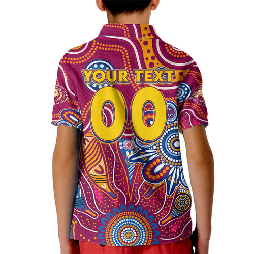 Personalised Crows NAIDOC Week 2024 Kid Polo Shirt Aussie Aboriginal Art