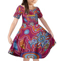 Personalised Crows NAIDOC Week 2024 Kid Short Sleeve Dress Aussie Aboriginal Art