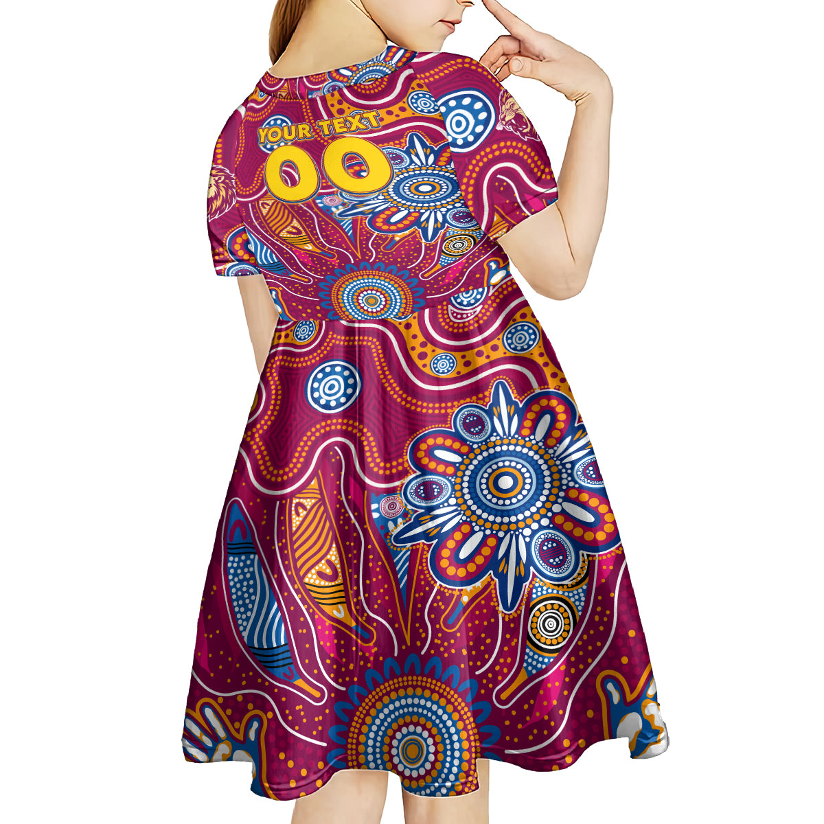 Personalised Crows NAIDOC Week 2024 Kid Short Sleeve Dress Aussie Aboriginal Art