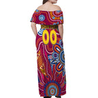 Personalised Crows NAIDOC Week 2024 Off Shoulder Maxi Dress Aussie Aboriginal Art