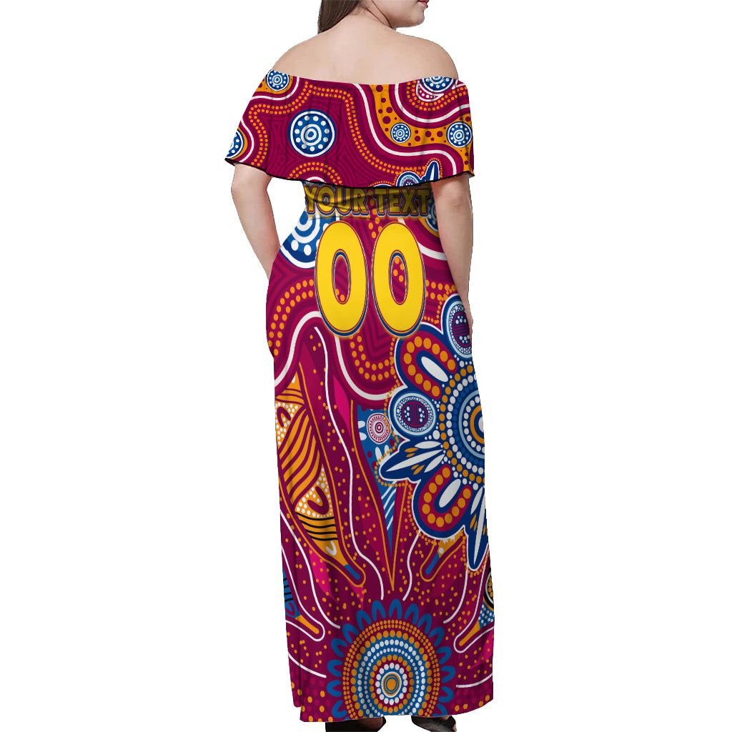 Personalised Crows NAIDOC Week 2024 Off Shoulder Maxi Dress Aussie Aboriginal Art