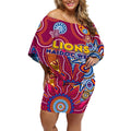 Personalised Crows NAIDOC Week 2024 Off Shoulder Short Dress Aussie Aboriginal Art