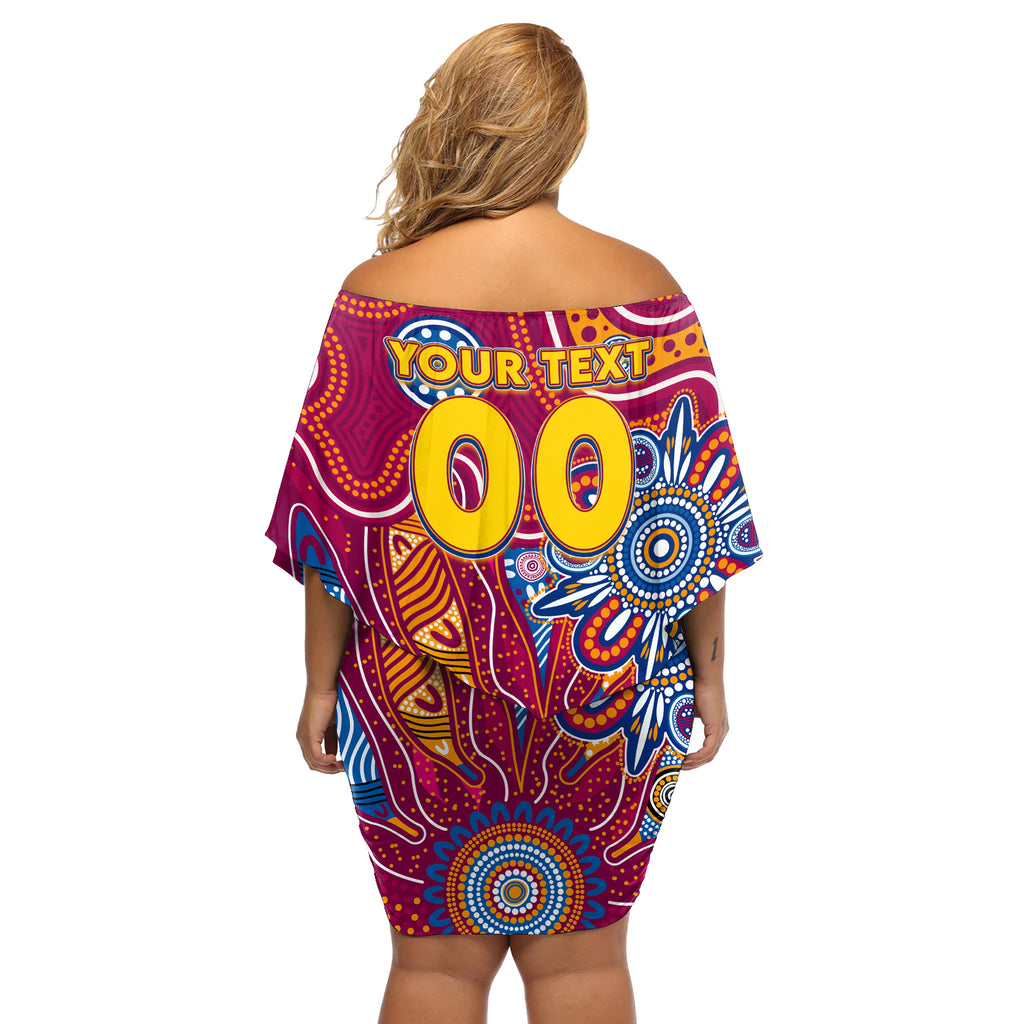 Personalised Crows NAIDOC Week 2024 Off Shoulder Short Dress Aussie Aboriginal Art