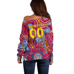 Personalised Crows NAIDOC Week 2024 Off Shoulder Sweater Aussie Aboriginal Art