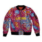 Personalised Crows NAIDOC Week 2024 Sleeve Zip Bomber Jacket Aussie Aboriginal Art
