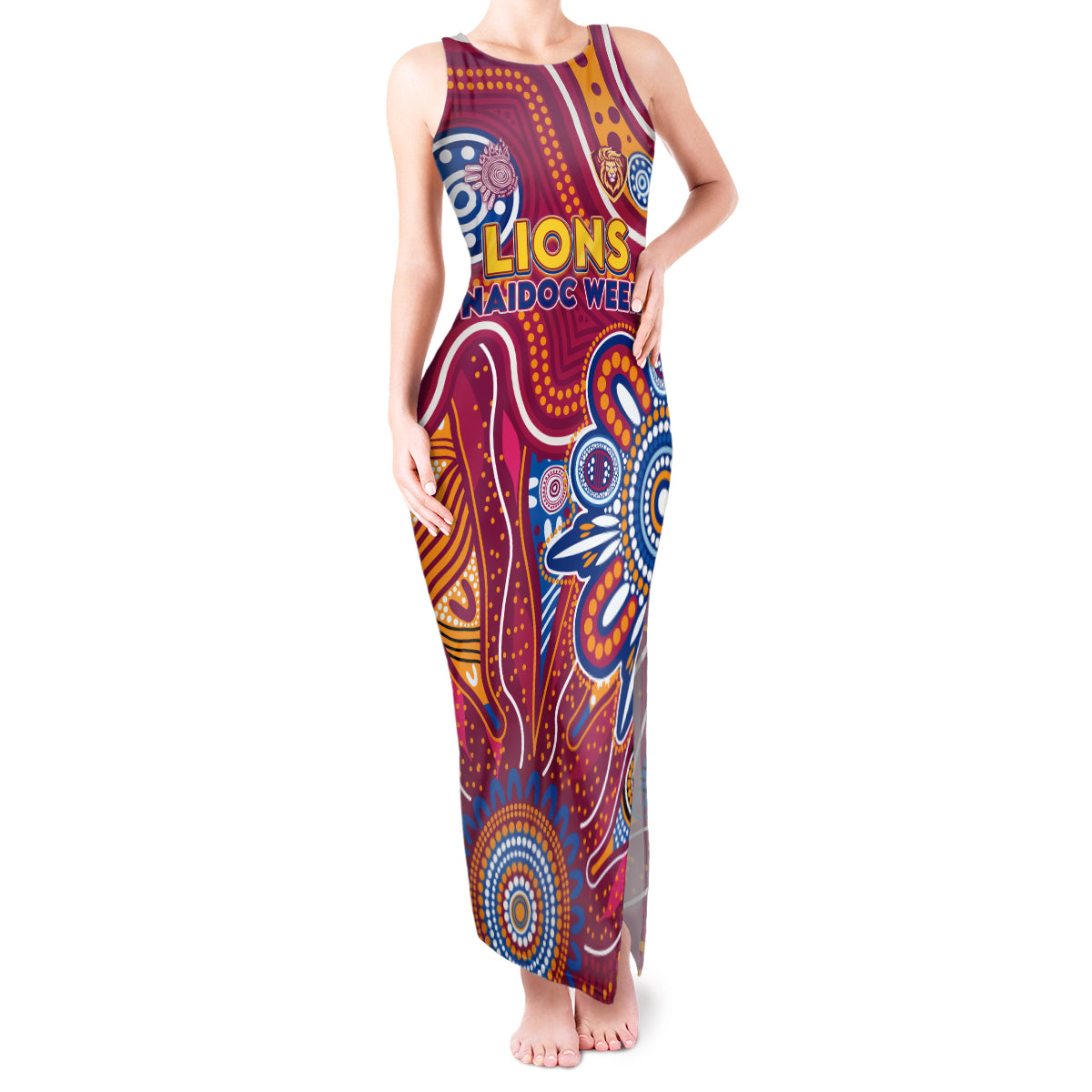 Personalised Crows NAIDOC Week 2024 Tank Maxi Dress Aussie Aboriginal Art