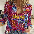 Personalised Crows NAIDOC Week 2024 Women Casual Shirt Aussie Aboriginal Art