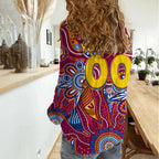 Personalised Crows NAIDOC Week 2024 Women Casual Shirt Aussie Aboriginal Art