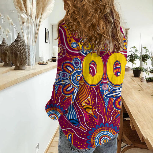 Personalised Crows NAIDOC Week 2024 Women Casual Shirt Aussie Aboriginal Art