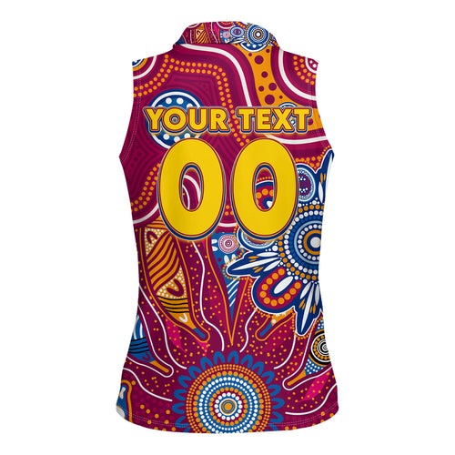 Personalised Crows NAIDOC Week 2024 Women Sleeveless Polo Shirt Aussie Aboriginal Art