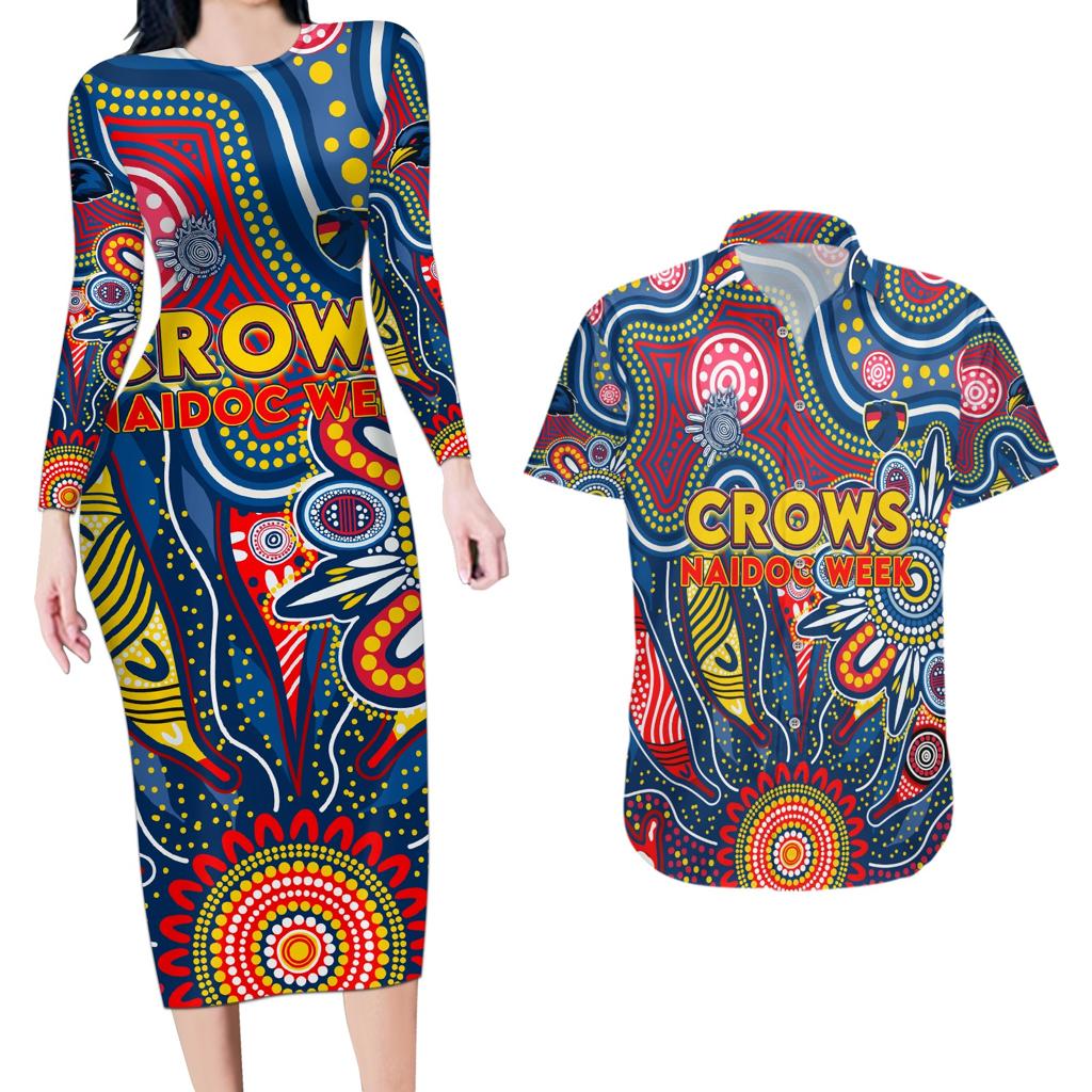 Personalised Lions NAIDOC Week 2024 Couples Matching Long Sleeve Bodycon Dress and Hawaiian Shirt Aussie Aboriginal Art