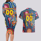 Personalised Lions NAIDOC Week 2024 Couples Matching Long Sleeve Bodycon Dress and Hawaiian Shirt Aussie Aboriginal Art