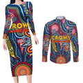 Personalised Lions NAIDOC Week 2024 Couples Matching Long Sleeve Bodycon Dress and Long Sleeve Button Shirt Aussie Aboriginal Art
