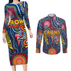 Personalised Lions NAIDOC Week 2024 Couples Matching Long Sleeve Bodycon Dress and Long Sleeve Button Shirt Aussie Aboriginal Art