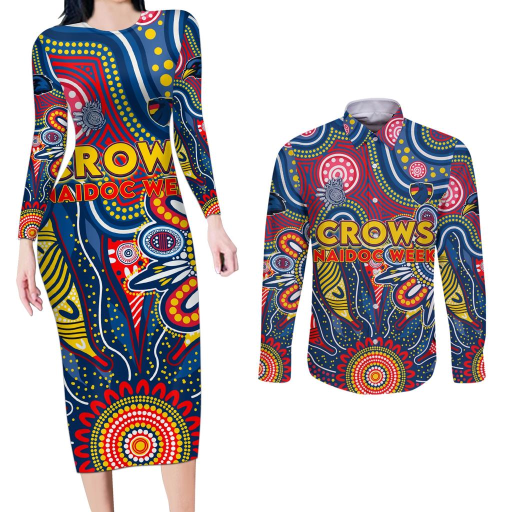Personalised Lions NAIDOC Week 2024 Couples Matching Long Sleeve Bodycon Dress and Long Sleeve Button Shirt Aussie Aboriginal Art