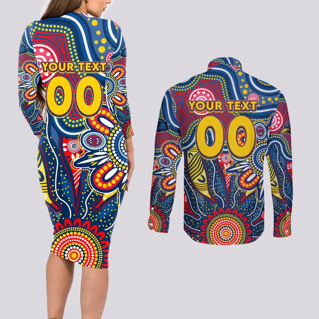 Personalised Lions NAIDOC Week 2024 Couples Matching Long Sleeve Bodycon Dress and Long Sleeve Button Shirt Aussie Aboriginal Art