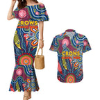 Personalised Lions NAIDOC Week 2024 Couples Matching Mermaid Dress and Hawaiian Shirt Aussie Aboriginal Art