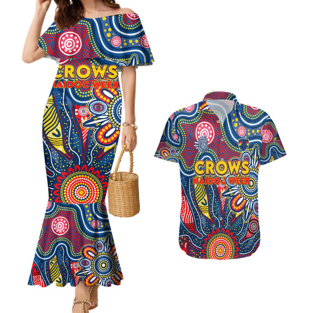 Personalised Lions NAIDOC Week 2024 Couples Matching Mermaid Dress and Hawaiian Shirt Aussie Aboriginal Art