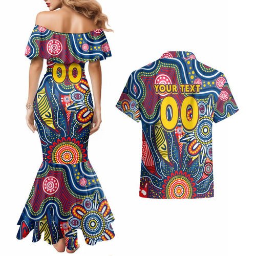 Personalised Lions NAIDOC Week 2024 Couples Matching Mermaid Dress and Hawaiian Shirt Aussie Aboriginal Art