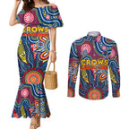 Personalised Lions NAIDOC Week 2024 Couples Matching Mermaid Dress and Long Sleeve Button Shirt Aussie Aboriginal Art