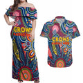 Personalised Lions NAIDOC Week 2024 Couples Matching Off Shoulder Maxi Dress and Hawaiian Shirt Aussie Aboriginal Art