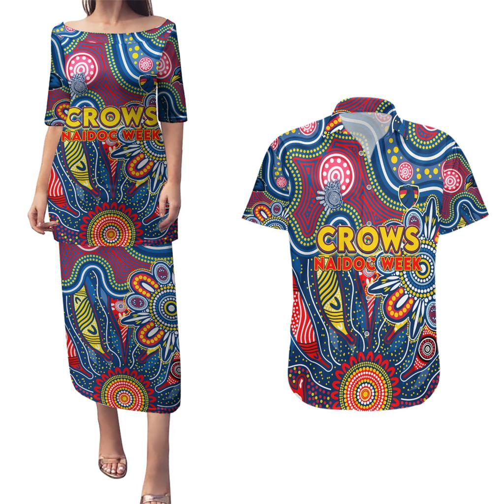 Personalised Lions NAIDOC Week 2024 Couples Matching Puletasi and Hawaiian Shirt Aussie Aboriginal Art
