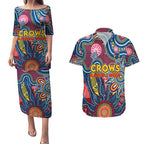 Personalised Lions NAIDOC Week 2024 Couples Matching Puletasi and Hawaiian Shirt Aussie Aboriginal Art