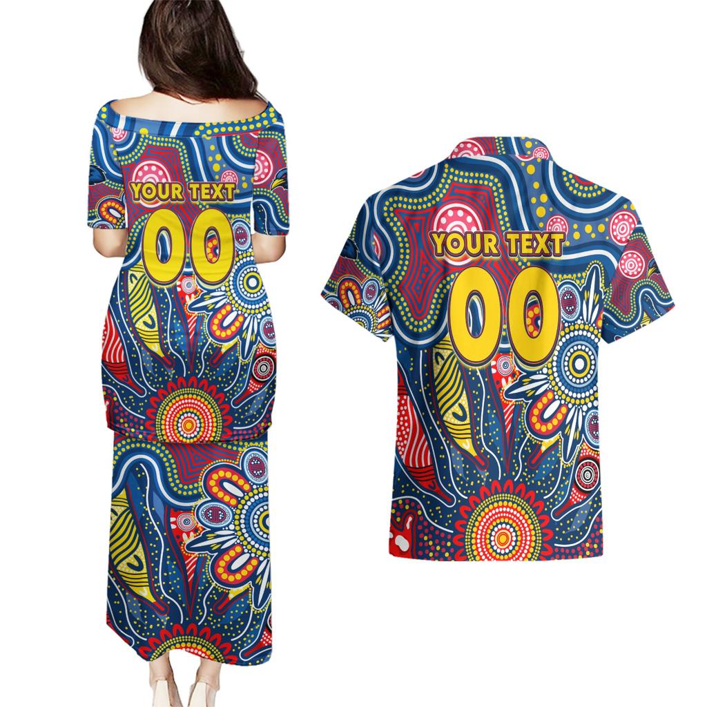 Personalised Lions NAIDOC Week 2024 Couples Matching Puletasi and Hawaiian Shirt Aussie Aboriginal Art