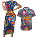 Personalised Lions NAIDOC Week 2024 Couples Matching Short Sleeve Bodycon Dress and Hawaiian Shirt Aussie Aboriginal Art