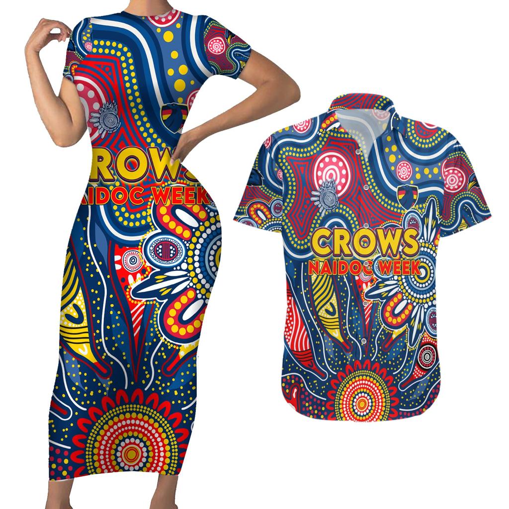 Personalised Lions NAIDOC Week 2024 Couples Matching Short Sleeve Bodycon Dress and Hawaiian Shirt Aussie Aboriginal Art