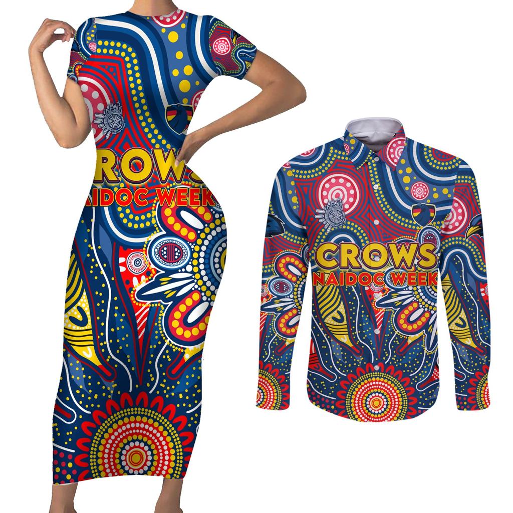 Personalised Lions NAIDOC Week 2024 Couples Matching Short Sleeve Bodycon Dress and Long Sleeve Button Shirt Aussie Aboriginal Art