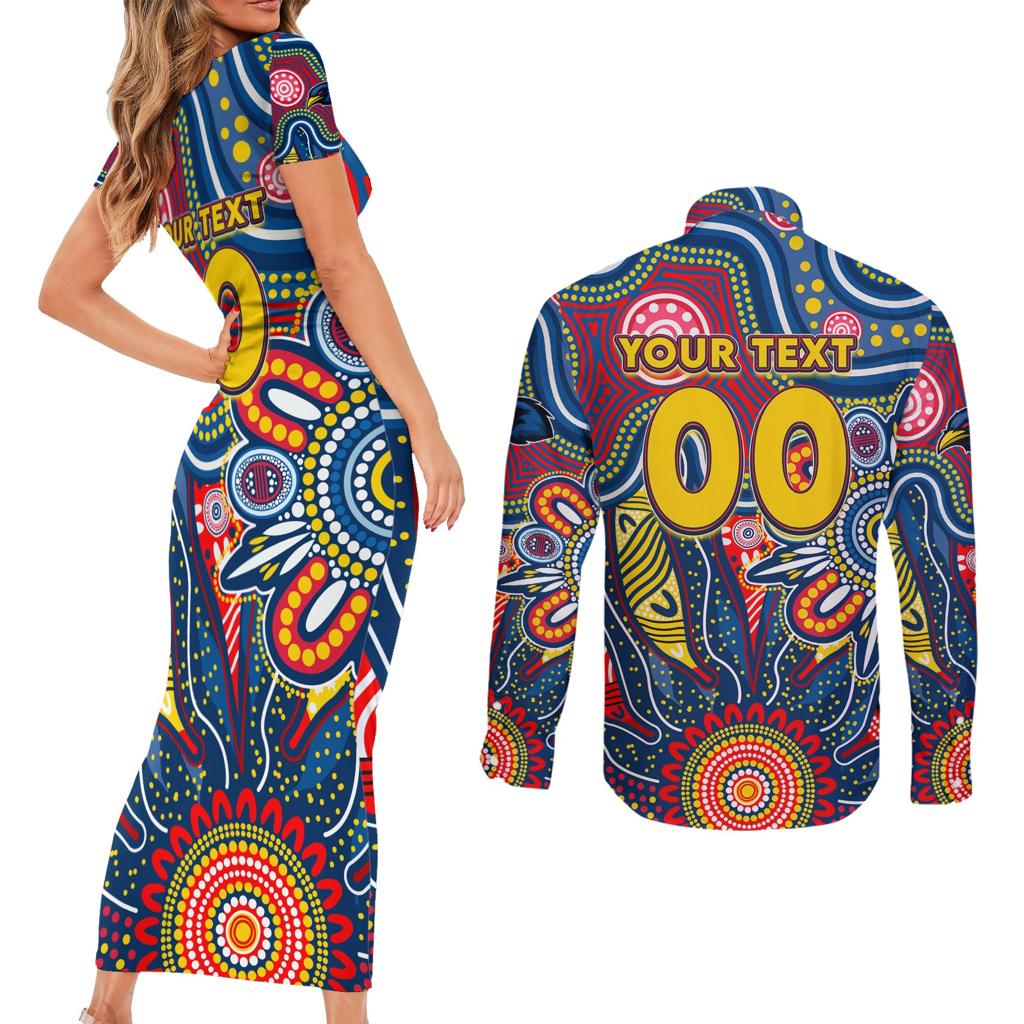 Personalised Lions NAIDOC Week 2024 Couples Matching Short Sleeve Bodycon Dress and Long Sleeve Button Shirt Aussie Aboriginal Art
