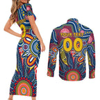 Personalised Lions NAIDOC Week 2024 Couples Matching Short Sleeve Bodycon Dress and Long Sleeve Button Shirt Aussie Aboriginal Art