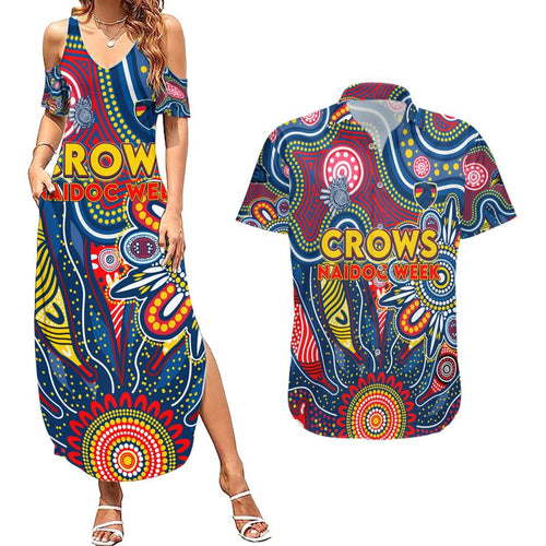 Personalised Lions NAIDOC Week 2024 Couples Matching Summer Maxi Dress and Hawaiian Shirt Aussie Aboriginal Art