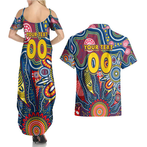 Personalised Lions NAIDOC Week 2024 Couples Matching Summer Maxi Dress and Hawaiian Shirt Aussie Aboriginal Art