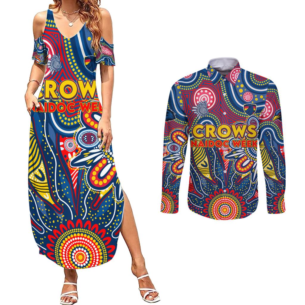 Personalised Lions NAIDOC Week 2024 Couples Matching Summer Maxi Dress and Long Sleeve Button Shirt Aussie Aboriginal Art