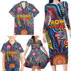 Personalised Lions NAIDOC Week 2024 Family Matching Long Sleeve Bodycon Dress and Hawaiian Shirt Aussie Aboriginal Art