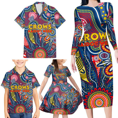 Personalised Lions NAIDOC Week 2024 Family Matching Long Sleeve Bodycon Dress and Hawaiian Shirt Aussie Aboriginal Art