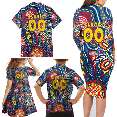 Personalised Lions NAIDOC Week 2024 Family Matching Long Sleeve Bodycon Dress and Hawaiian Shirt Aussie Aboriginal Art
