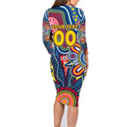 Personalised Lions NAIDOC Week 2024 Family Matching Long Sleeve Bodycon Dress and Hawaiian Shirt Aussie Aboriginal Art