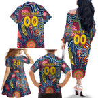 Personalised Lions NAIDOC Week 2024 Family Matching Off The Shoulder Long Sleeve Dress and Hawaiian Shirt Aussie Aboriginal Art