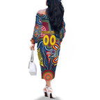 Personalised Lions NAIDOC Week 2024 Family Matching Off The Shoulder Long Sleeve Dress and Hawaiian Shirt Aussie Aboriginal Art