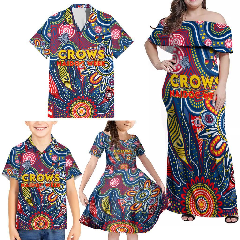 Personalised Lions NAIDOC Week 2024 Family Matching Off Shoulder Maxi Dress and Hawaiian Shirt Aussie Aboriginal Art