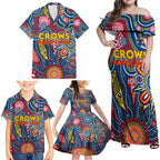 Personalised Lions NAIDOC Week 2024 Family Matching Off Shoulder Maxi Dress and Hawaiian Shirt Aussie Aboriginal Art