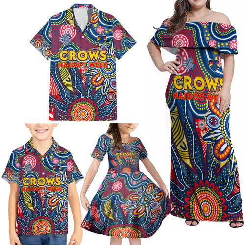 Personalised Lions NAIDOC Week 2024 Family Matching Off Shoulder Maxi Dress and Hawaiian Shirt Aussie Aboriginal Art