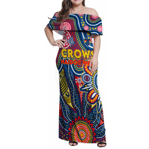 Personalised Lions NAIDOC Week 2024 Family Matching Off Shoulder Maxi Dress and Hawaiian Shirt Aussie Aboriginal Art