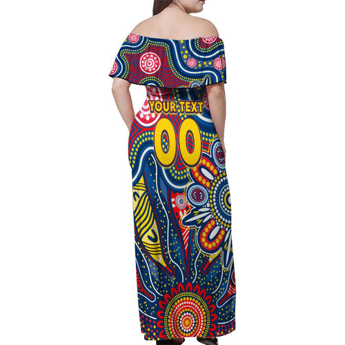 Personalised Lions NAIDOC Week 2024 Family Matching Off Shoulder Maxi Dress and Hawaiian Shirt Aussie Aboriginal Art