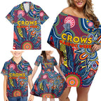 Personalised Lions NAIDOC Week 2024 Family Matching Off Shoulder Short Dress and Hawaiian Shirt Aussie Aboriginal Art